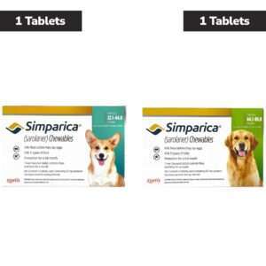 Zoetis Simparica Tick & Flea Control Tablet for Dogs  10 to 20 kg (1 Tablet ) and  20 to 40 kg  (1 Tablet ) Combo