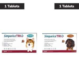 Zoetis Simparica Trio Tick & Flea Control Tablet for Dogs 5 to 10 kg (1 Tablet) and 10 to 20 kg (1 Tablet) Combo