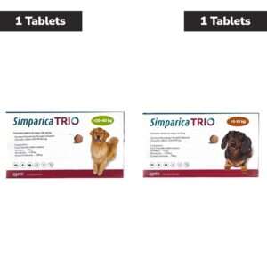 Zoetis Simparica Trio Tick & Flea Control Tablet for Dogs 5 to 10 kg (1 Tablet) and 20 to 40 kg (1 Tablet) Combo