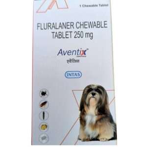 Intas Aventix 250mg (Fluralaner) Chewable Tick & Flea Tablets for Dogs between 4.5 to 10kg