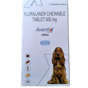 Intas Aventix 500mg (Fluralaner) Chewable Tick & Flea Tablets for Dogs between 10 to 20kg