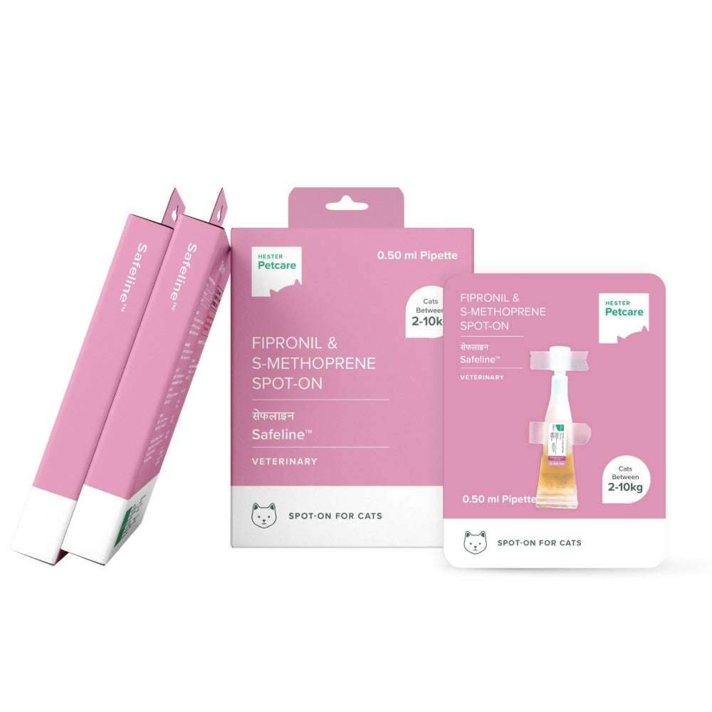 Hester Safeline Tick & Flea Spot On (Fipronil & S Methoprene) for Cats Between 2 to 10 Kg