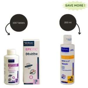 Virbac Epiotic Ear Cleanser (Salicylic Acid) (100ml) and Virbac Ketochlor Shampoo (200ml) Combo