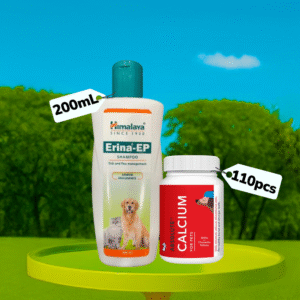 Himalaya Erina EP Tick & Flea Shampoo with Drools Absolute Calcium Supplement Tablets Dog Combo