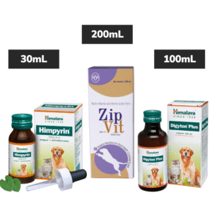 Himalaya Himpyrin Drops, Digyton Plus Syrup and Intas Zipvit Multivitamin Supplement Combo for Dogs and Cats