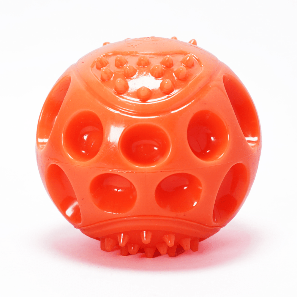 Skatrs Rubber Squeezy Ball Toy for Dogs and Cats (Orange)