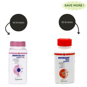 Vetoquinol Merical Pet Briskit DS and Vetoquinol Nutrisam 365 Calcium Supplements for Dogs and Cats Combo