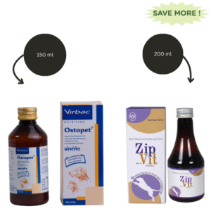 Virbac Ostopet Calcium Supplement Syrup and Intas Zipvit Multi Vitamin Supplement for Dogs & Cats  (200ml) Combo