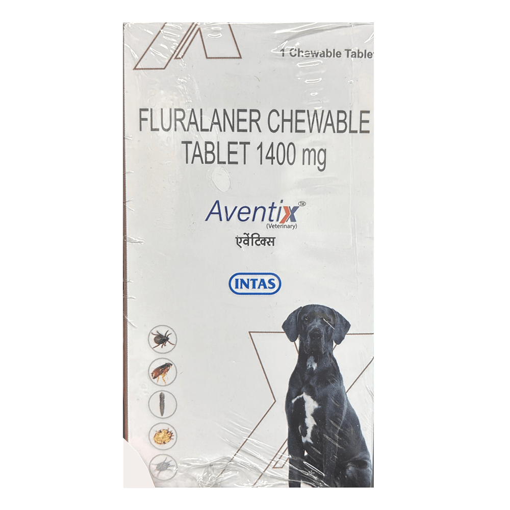 Intas Aventix 1400mg (Fluralaner) Chewable Tick & Flea Tablets for Dogs between 40 to 50kg