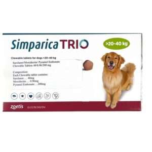 Zoetis Simparica Trio Tick & Flea Control Tablet for Dogs 10 to 20 kg (1 Tablet) and 20 to 40 kg (1 Tablet) Combo
