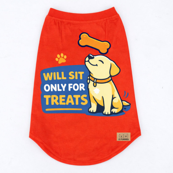 15 Furries Only Treats Sleeveless T shirts for Dogs (Red)