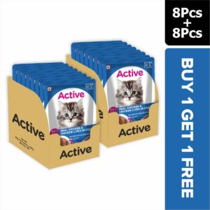 Active Real Chicken & Chicken Liver in Gravy Kitten Cat Wet Food ( Buy 1 Get 1)
