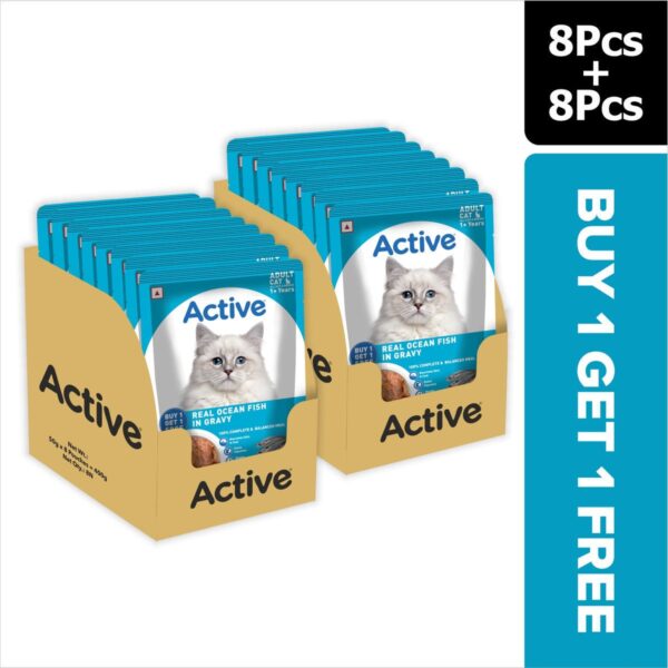 Active Real Ocean Fish in Gravy Adult Cat Wet Food ( Buy 1 Get 1)