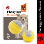 Barkbutler x Fofos Flexy Ball Ultra Bounce Toy for Dogs (Yellow & Grey) | For Aggressive Chewers image 2