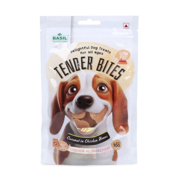 Basil Tender Bites Coconut in Chicken Bone Dog Treats