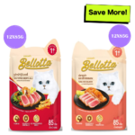 Bellotta Topping Shrimp in Jelly and Tuna & Salmon in Gravy Cat Wet Food Combo image 1