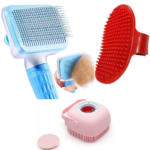 Chullbull Rectangle Slicker, Bath and Rubber Hand Brush Grooming Kit for Dogs image 1