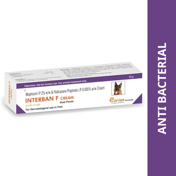 Corise Interban F Cream (Mupirocin Fluticasone) for Dogs and Cats (10g)