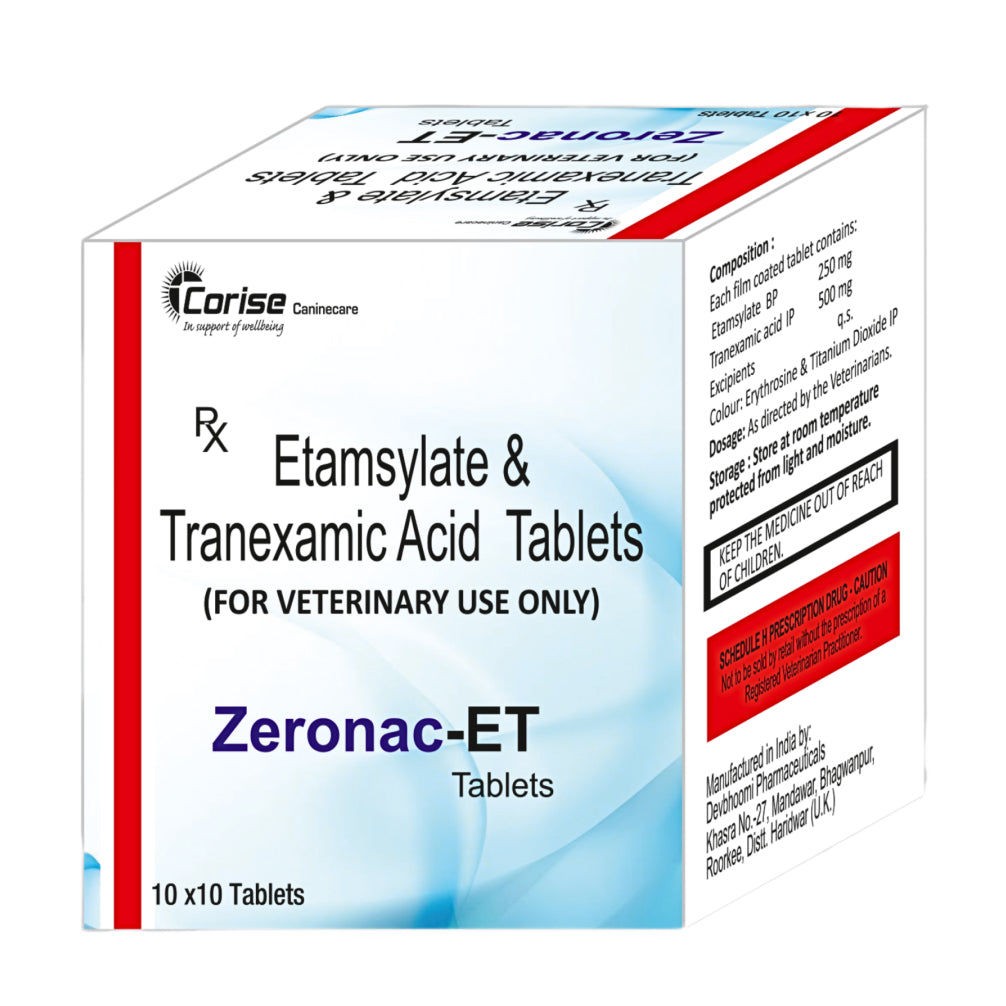 Corise Zeronac ET Tablet (Ethamsylate & Tranexamic) for Dogs and Cats