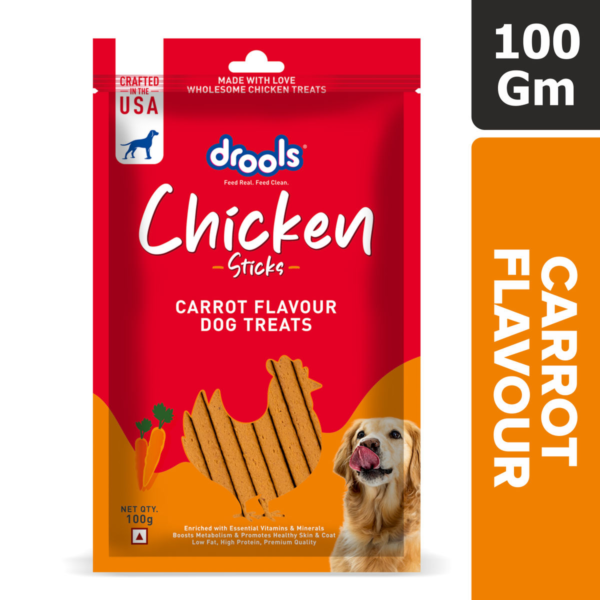 Drools Carrot Flavour Chicken Sticks Treat for Dogs