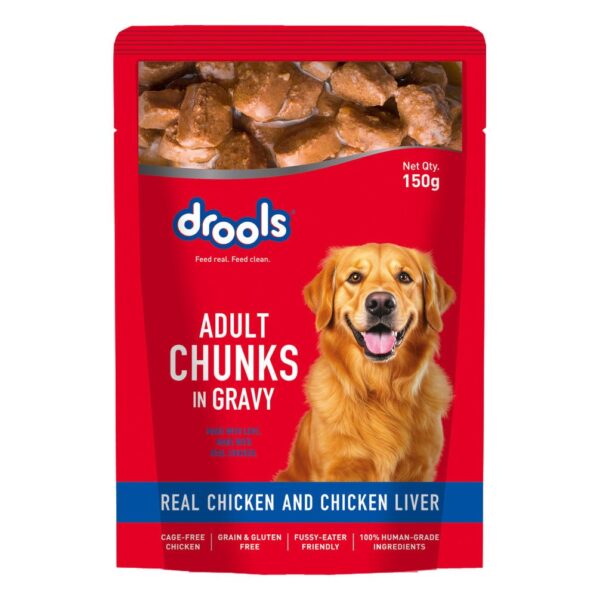 Drools Real Chicken & Chicken Liver Chunks in Gravy Adult Dog Wet Food