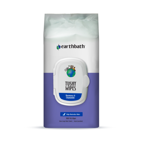 EarthBath Rosemary and Chamomile Scented Tushy Wipes for Dogs and Cats
