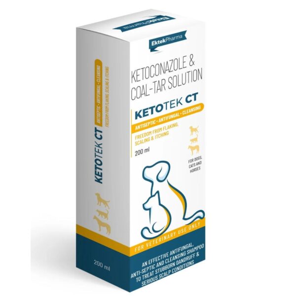 Ek Tek Ketotek CT Shampoo Ketoconazole & Coal Tar Solution for Dogs and Cats
