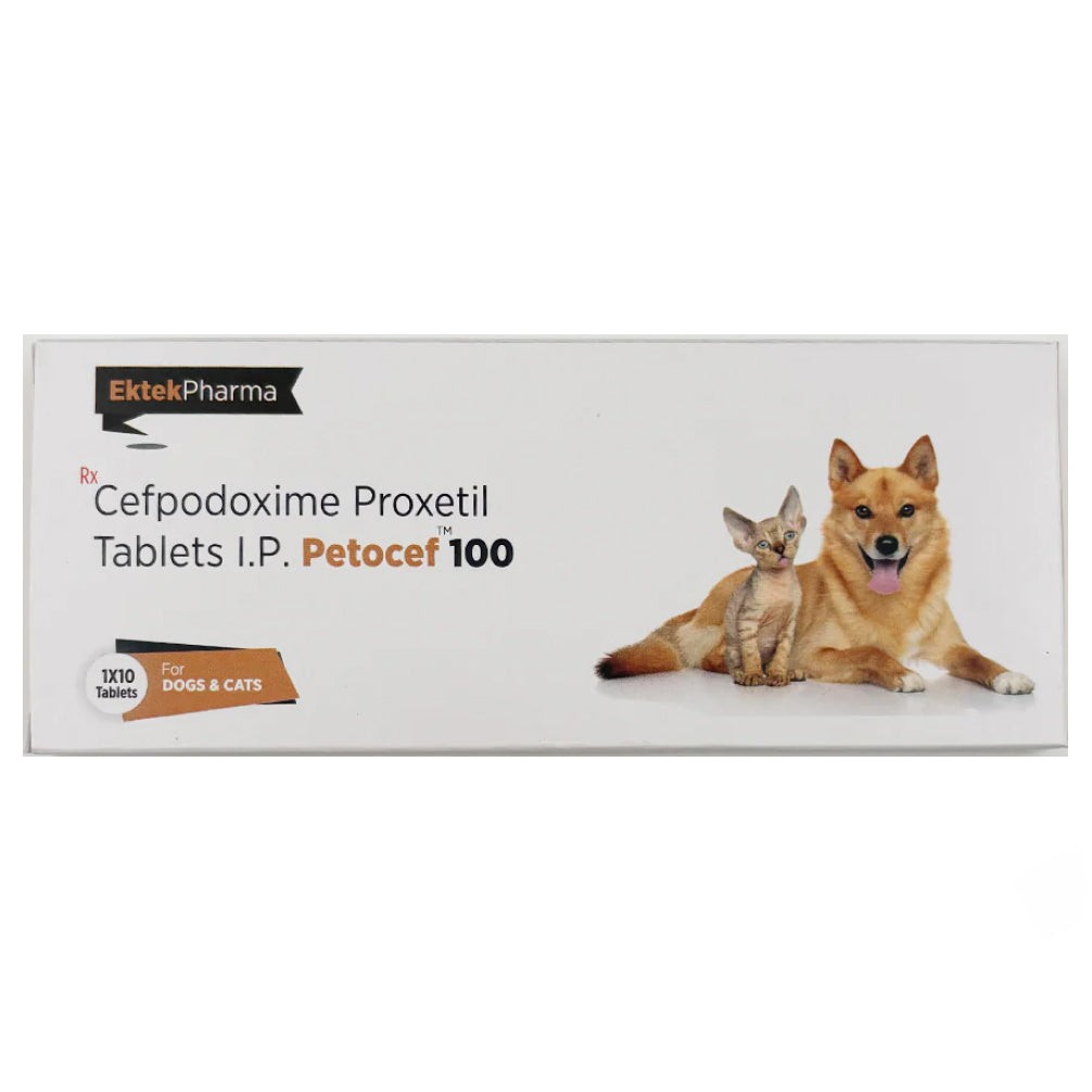 Ek Tek Petocef 100mg Tablets (Cefpodoxime Proxetil) for Dogs and Cats