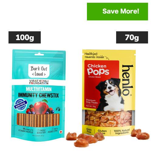 Bark Out Loud Immunity Multi Vitamin Chew Stix and Henlo Chicken Jerky Treat Combo for Dogs