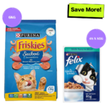 Friskies Seafood Cat Dry Food and Purina Felix Tuna with Jelly Adult Cat Wet Food Combo image 1