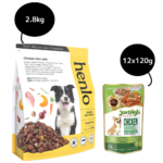 Henlo Chicken & Vegetable Baked Dry Food for Adult Dogs and JerHigh Vegetable and Chicken in Gravy Dog Wet Food Combo image 1