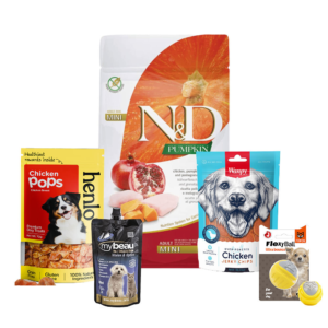 Henlo & Wanpy Dog Treats, My Beau Supplement, Farmina Dry Food & Barkbutler Flexy Ball Toy Limited Dog Hamper