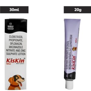 Intas Kiskin Lotion 30ml and Kiskin Ointment 20g for Dogs & Cats Combo