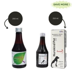 Mankind Nurokind Pet Syrup Multi Vitamin Supplement (210ml) and Intas Livotas Liver Tonic Appetite Booster for Dogs & Cats (200ml) Combo