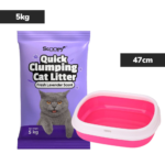 Scoopy Lavender Scented Natural Indian Brown Sand Litter & Skatrs Pink Litter Tray Cat Combo image 1
