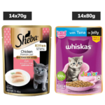 Sheba Chicken Loaf and Whiskas Tuna in Jelly Kitten Cat Wet Food Combo image 1