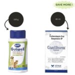 Vetina Canworm (Fenbendazole) Pet Deworming Suspension (30ml) and Venkys Gutwell Pre & Probiotics Gut Health Powder (100g) for Dogs and Cats Combo