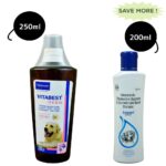 Virbac Vitabest Derm Omega 3+6 Syrup (250ml) and Intas Conaseb Shampoo (200ml) for Dogs & Cats Combo image 2