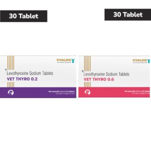 Vivaldis Vet Thyro Tablets 0.2 mg (30 Tabs) and Vet Thyro 0.6 mg (30 Tabs) for Dogs and Cats Combo
