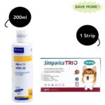 Zoetis Simparica Trio Tablet (10-20 kg) and Virbac Clinar M Shampoo Tick & Flea Control Combo for Dogs image 1