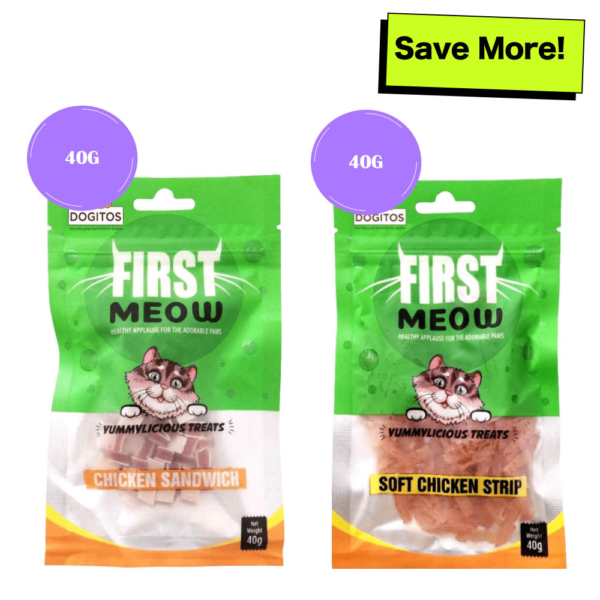First Meow Chicken Sandwich and Chicken Strip Cat Treat Combo