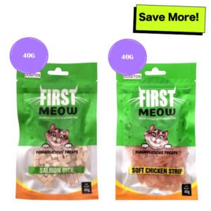 First Meow Soft Chicken Strip and Salmon Dice Cat Treat Combo