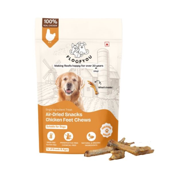 FloofYou Air Dried Chicken Feet Grain Free Chew Dog Treats
