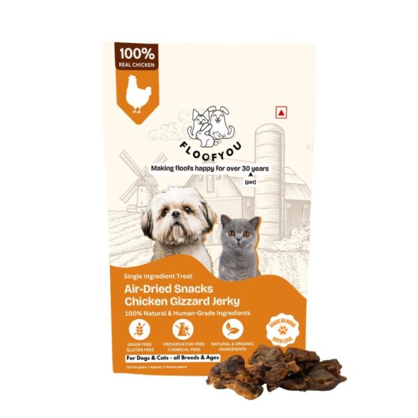 Floofyou Air Dried High Protein Chicken Gizzard Jerky Dog and Cat Treats