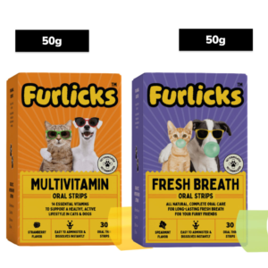 Furlicks Fresh Breath Oral & Multivitamin Health Strips Combo for Cats and Dogs
