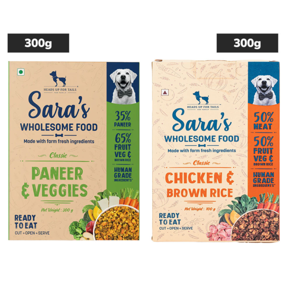 HUFT Sara's Wholesome Classic Chicken and Brown Rice and Paneer and Veggies Dog Wet Food Combo