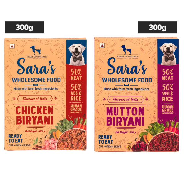HUFT Sara's Wholesome Flavours Of India Chicken and Mutton Biryani Dog Wet Food Combo
