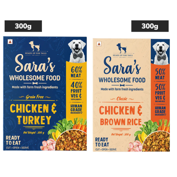 HUFT Sara's Wholesome Grain Free Chicken & Turkey and Chicken and Brown Rice Dog Wet Food Combo