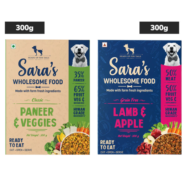 HUFT Sara's Wholesome Grain Free Lamb & Apple and Classic Paneer and Veggies Dog Wet Food Combo