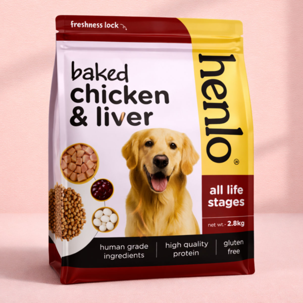 Henlo Baked Chicken & Liver Adult and Puppy Dog Dry Food | 100% human grade ingredients